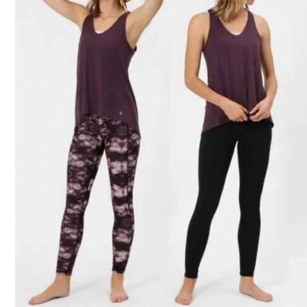 Sweaty Betty Purple Aubergine London Print Big Ben Reversible Leggings Size XS